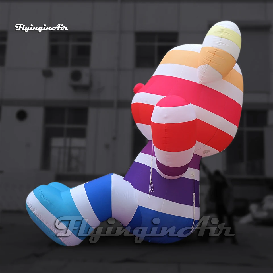 Personalized Large Colorful Inflatable Bear Balloon 4m Air Blow Up Cartoon Animal Mascot Model For Building Roof Decoration