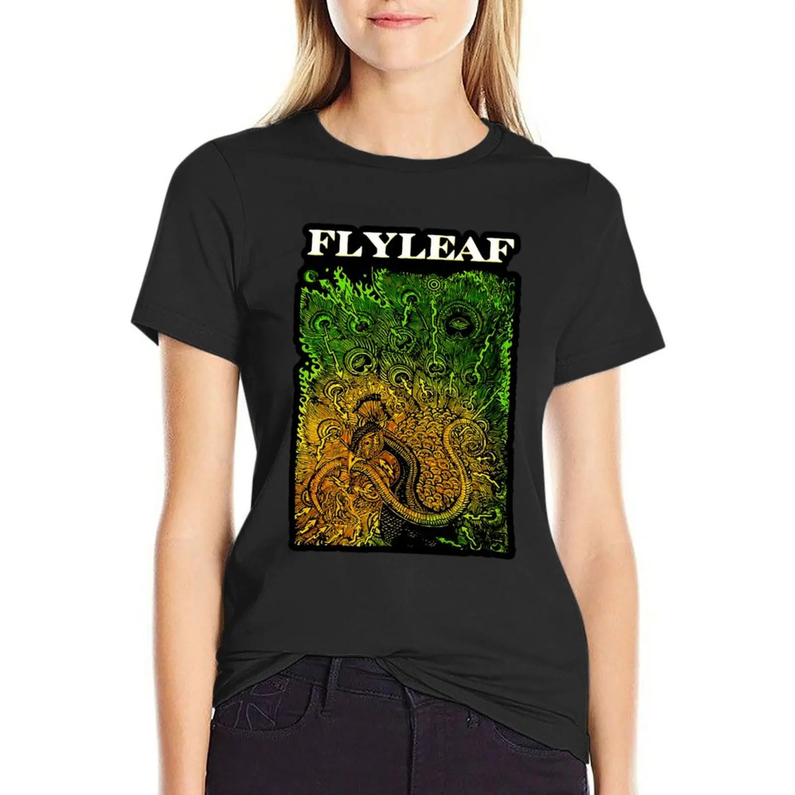 golden peacock snake Flyleaf T-Shirt summer clothes anime clothes Aesthetic clothing sublime funny t shirts for Women