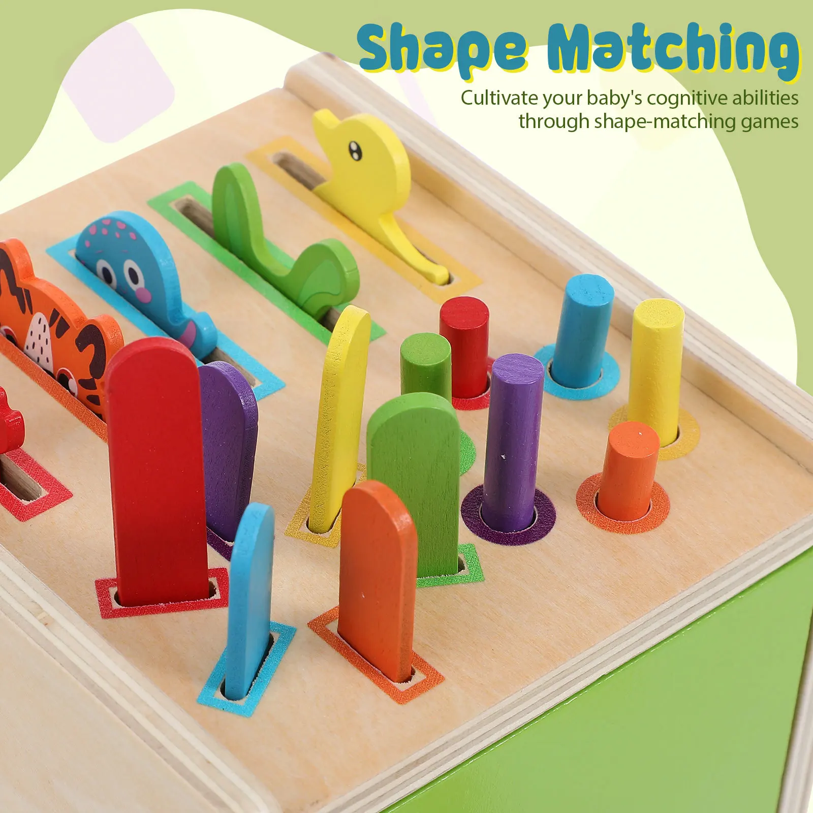 ชุดเกมจับคู่รูปทรงไม้ 1 ชุด สำหรับเด็กเล็ก เกมฝึกการจดจำสี แรงบันดาลใจจากมอนเตสซอรี่ อุปกรณ์การเรียนรู้สำหรับเด็กเล็ก