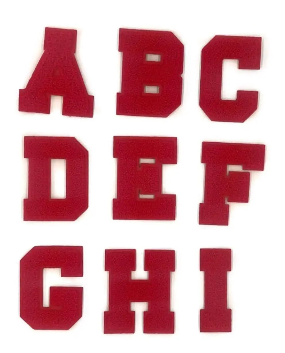 Red Letters Chenille Embroidered Sew On Patch Applique Diy Name Badge Alphabet Patches For Kid Clothing Bag Accessories A-Z