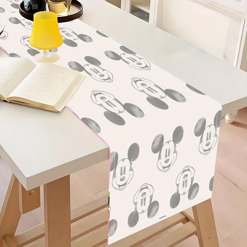 1 Piece Mickey and Minnie Mouse Cartoon Table Runner, with Floral Design, Perfect for Parties and Weddings, Indoor Dining Accessories