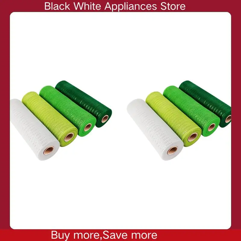 8 ม้วน St. Patrick's Day โพลีตาข่ายริบบิ้น, สีเขียวสีขาวแบบมีสายริบบิ้น 10 นิ้ว X 30 ฟุต Poly Deco ตาข่ายริบบิ้น-CLIM