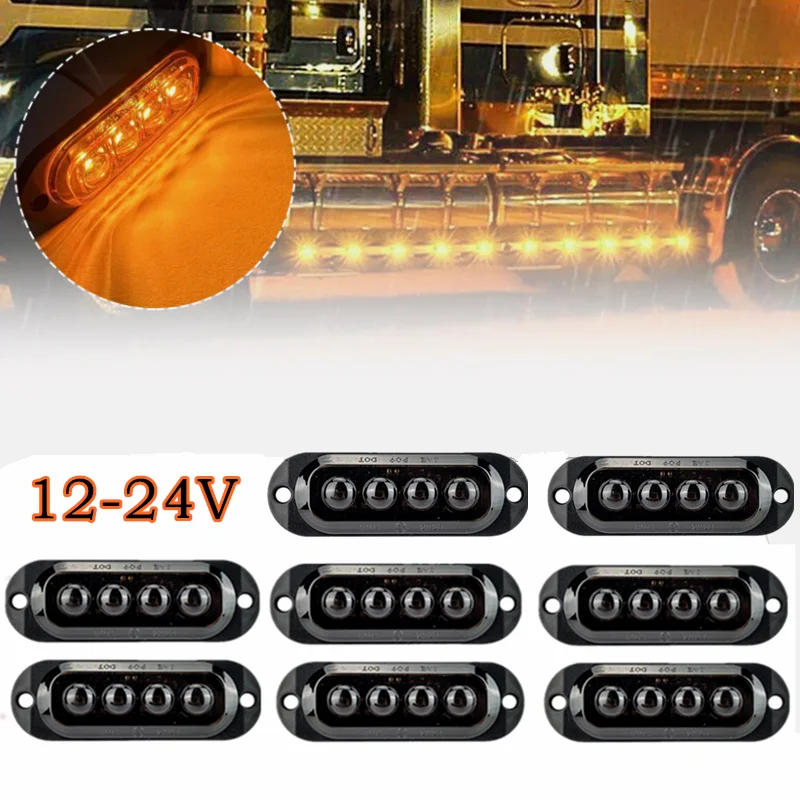 

8PCS RV Truck Trailer Side Marker Lights 12-24V Caravan LED Clearance Indicator Warning Lamp Side Lights Accessories