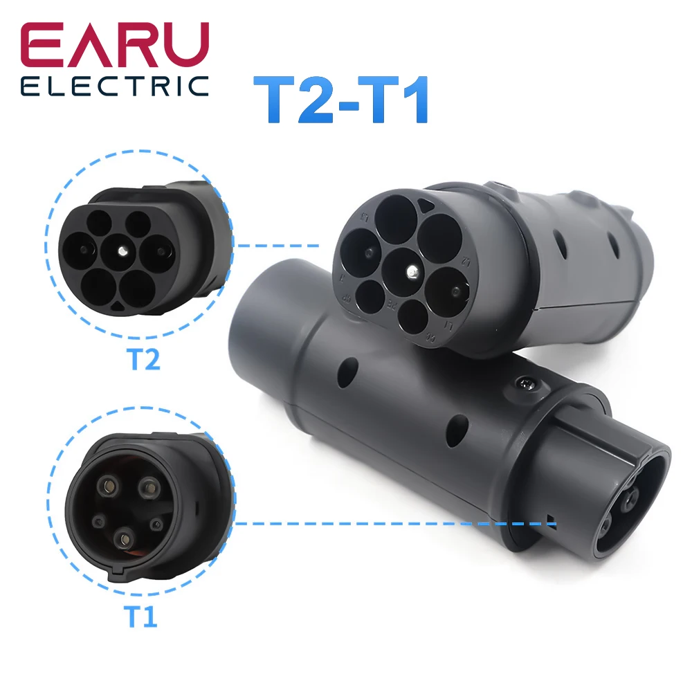 Earu 32A 22KW EV Charger Adaptor For Charging For Electric Vehicle Connector Type 2 to Type 1 SAE J1772 7.2KW Conventor