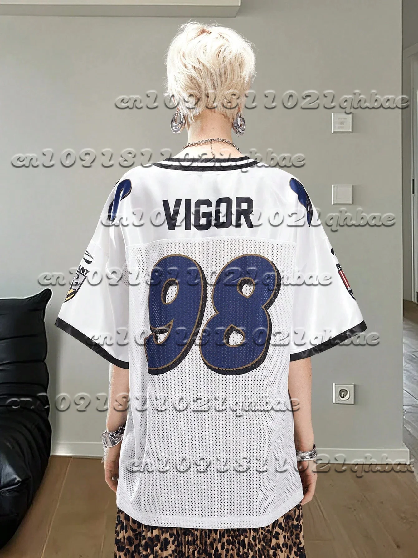 Coolane المرأة الصيف الهذيان Y2K Blockcore ملابس رياضية تنفس شبكة Gyaru لعبة يوم كرة القدم عدد نمط جيرسي تي شيرت