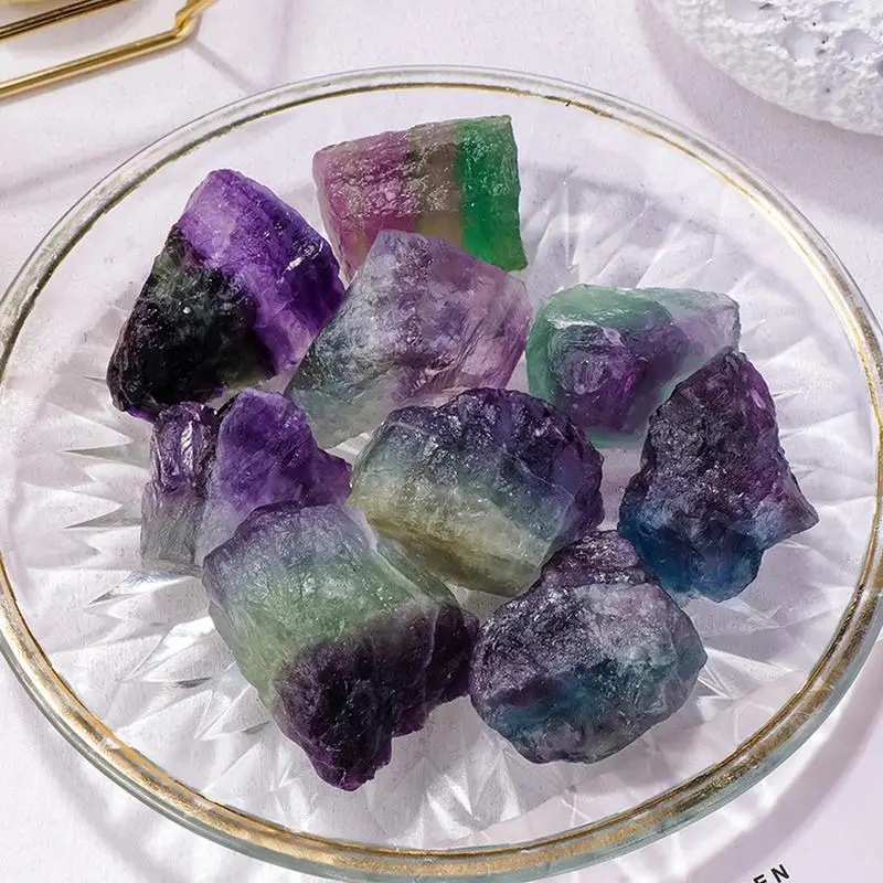 1pc Natural Color Fluorite Crystal Minerals Specimen Raw Mineral Decorative Irregular Shape Bulk Stone Home Decor Landscape Rock