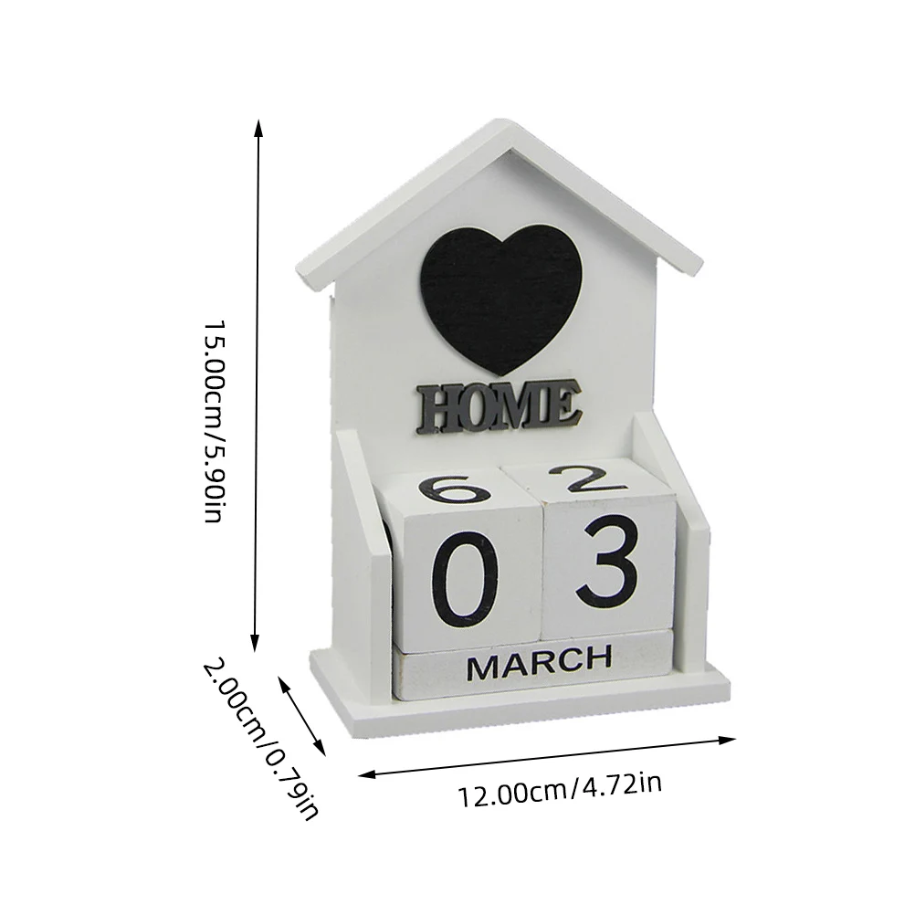 

Wooden Calendar Rack House Shape Desktop Perpetual DIY Office Decoration Art Crafts Wooden Block Calendar Stylish Practical Gift