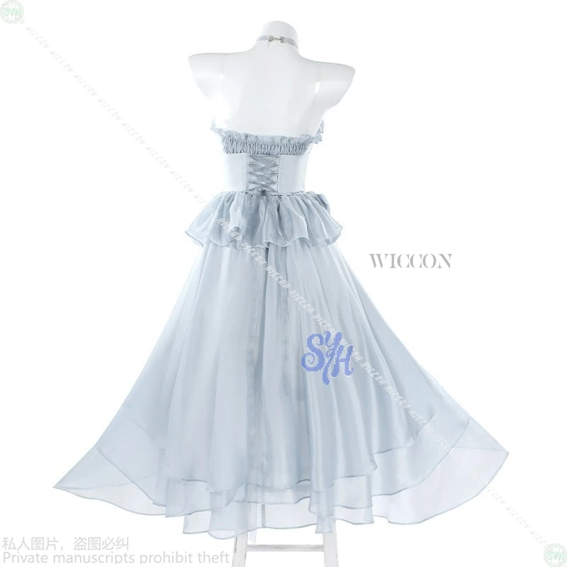 NIKKE آلهة النصر Xinderela تأثيري حلي الأميرة رمادي خارج على الكتف ثوب مسائي لوليتا هالوين