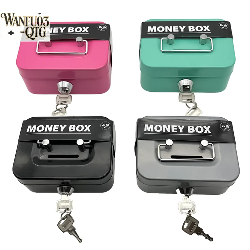 Money Safe Box Lockable Cash Box With Key,Portable Piggy Box Made Of Metal Small Security Lock Box Sturdy Coin Boxes For Kids