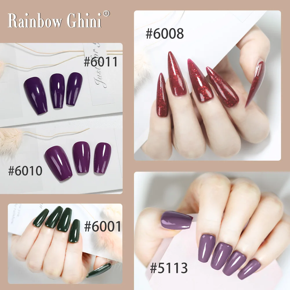 RG 15ML 8 unids/set esmalte de uñas con purpurina colorida Color rosa púrpura barniz UV de larga duración marrón oscuro esmalte de Gel rojo HEMA TPO gratis
