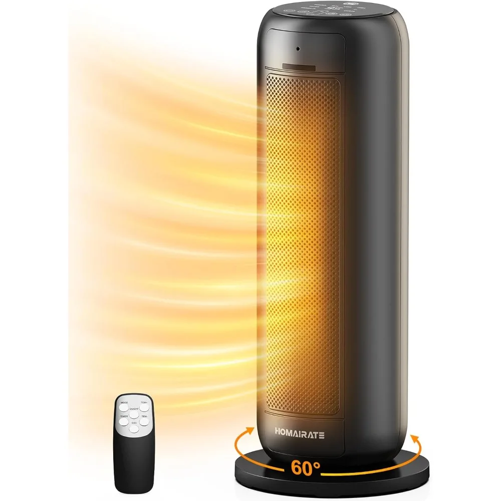 20 inch quick portable heater with remote control and thermostat, voice controlled space heater with 4 modes for large rooms