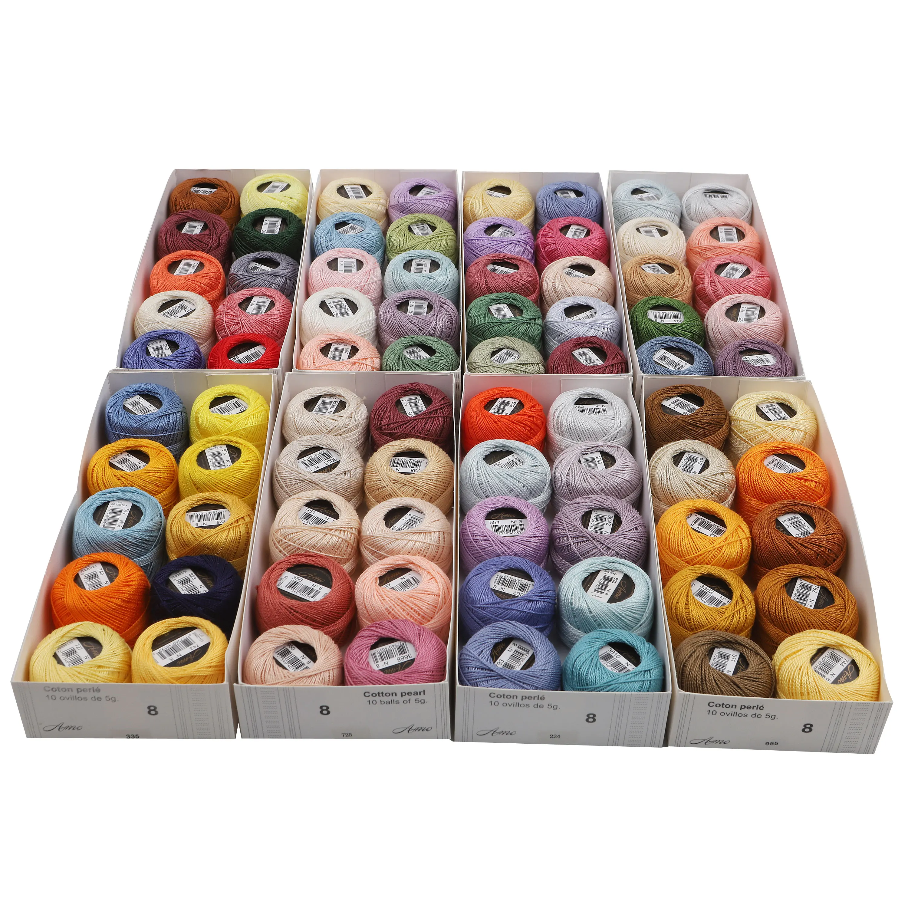 10 Colors Set Size 8 Double Mercerized Long Staple Egyptian Cotton Pearl Thread 5 Grams 40 Mts Ball Embroidery Crochet DIY Dolls