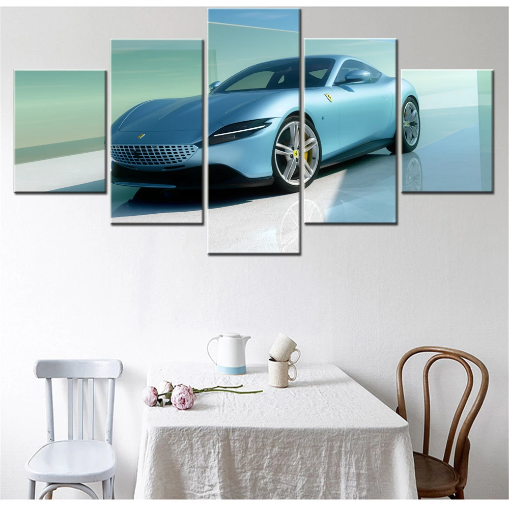 5 Pieces Canvas Wall Arts Poster Paitning Cars Roma Aesthetic Wallpaper Home Decor Picture Printing Interior Mural Artwork