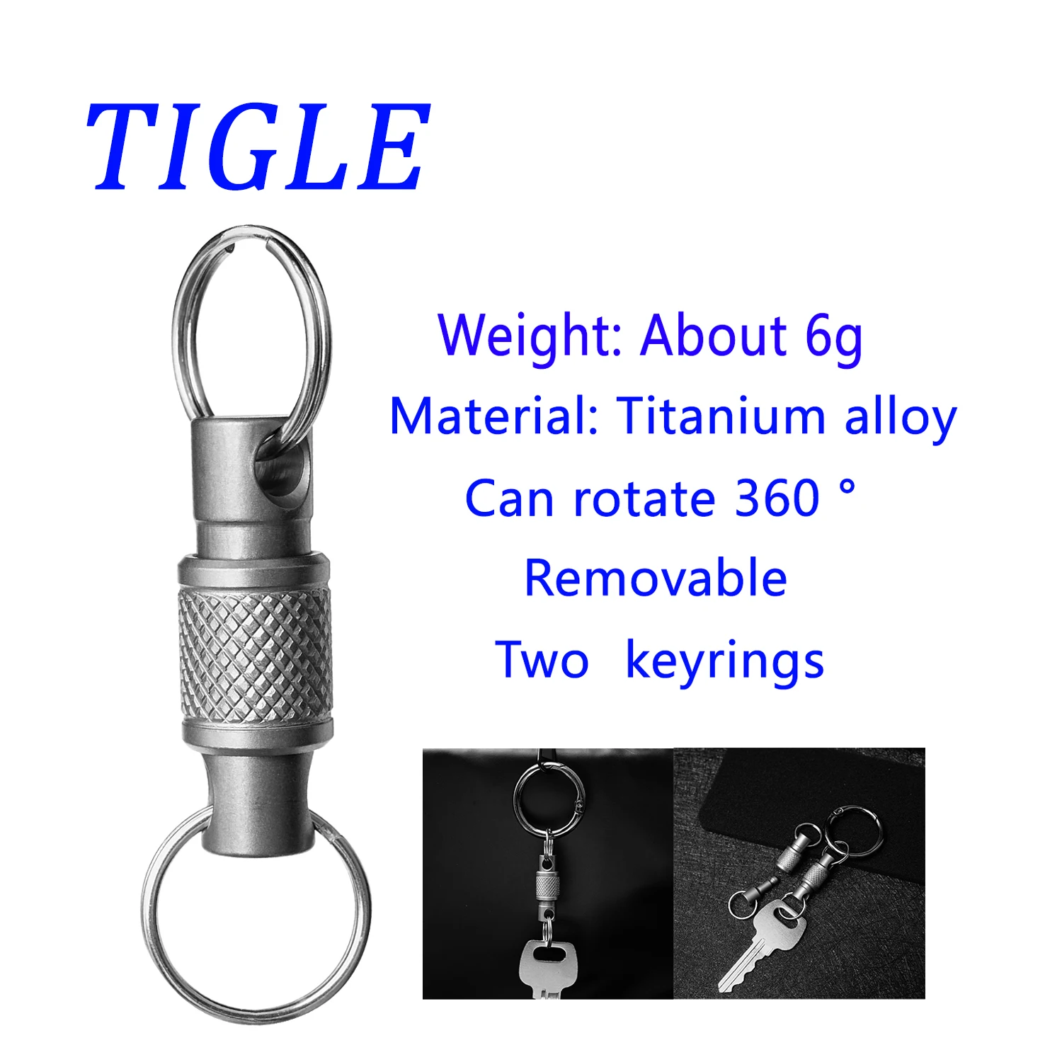 

TIGLE Titanium Alloy Keychain Detachable Snap Fastener Can Rotate 360 ° Mountaineering Buckle Outdoor EDC Tools