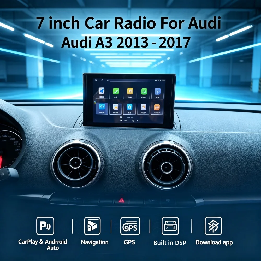Android For Audi A3 8V S3 Q2 B9 2013-2019 7inches Wireless Carplay Car Radio Multimedia Player GPS Navigation WIFI Bluetooth DSP