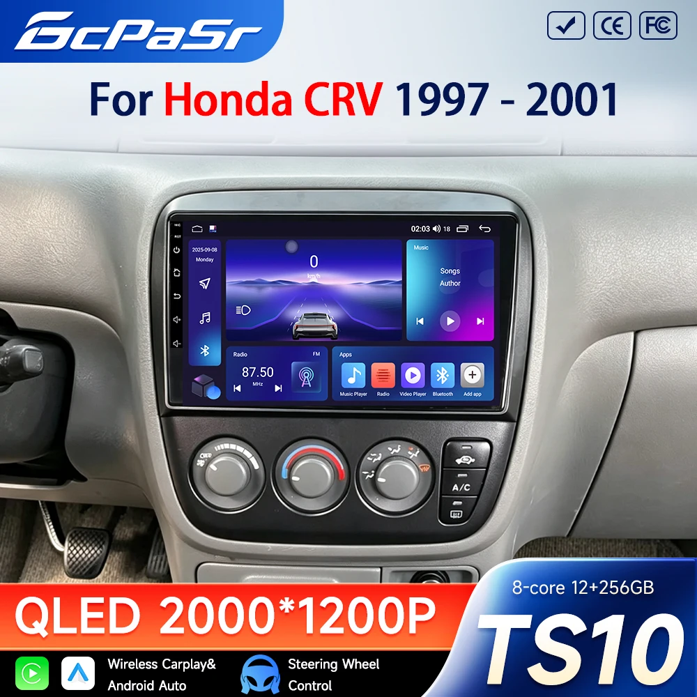 Android 16 Wireless Carplay Car Radio For Honda CRV CR-V 1997 1998 1999 2020 2001 Multimedia Video Player Autoradio Android Auto