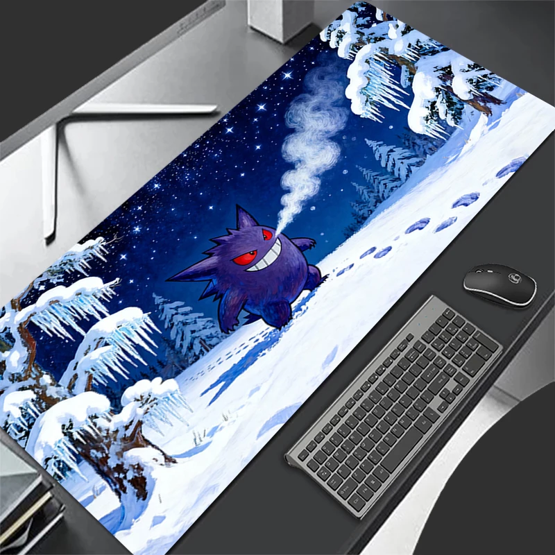 Grand tapis de souris en caoutchouc pour PC Gamer, motif Pokémon Gengar, tapis de bureau pour clavier et souris, tapis de jeu pour ordinateur portable