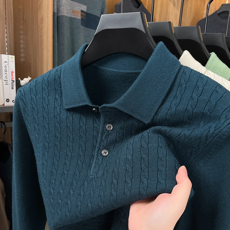 الرجال الخريف طويلة الأكمام عالية الجودة تريكو سترة متعددة الألوان التلبيب الجاكار رائعة السترة أزياء الرجال الملابس