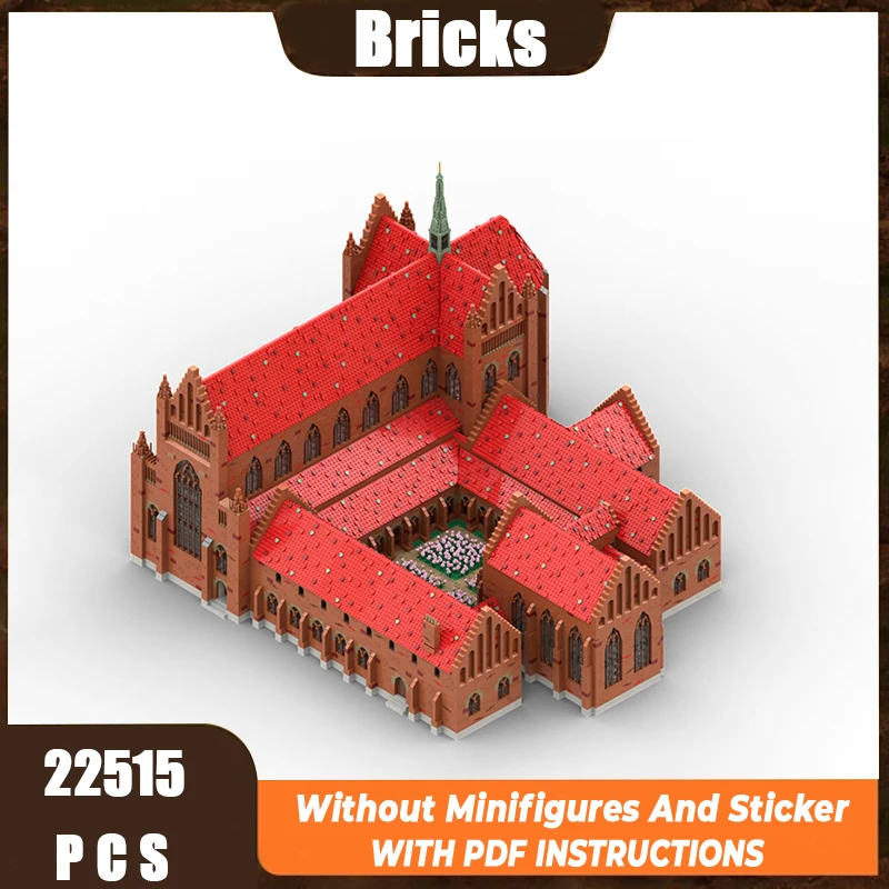 Exquisite new MOC building block model, Saint Pius Monastery technology, modularfestival toy DIY assembly set