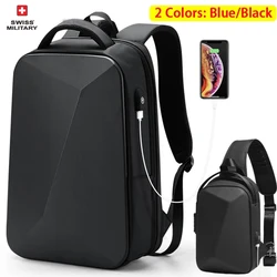 Mochila Laptop suíço impermeável, expansível PC Hard Shell Bag, TSA Mochilas Anti-Roubo, USB Business Travel Bag, 15,6