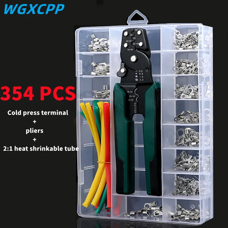 

Boxed,Cold Pressed Terminal,U Shaped O Shaped,Crimp Terminal+Pliers+2:1 Heat Shrinkable Tube,Electrical Connector