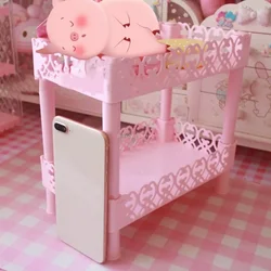 Pink Girl Heart Kitchen Toilet Double-layer Plastic Storage Rack Children's Handmade Works Book Desktop Storage Tool Shelving