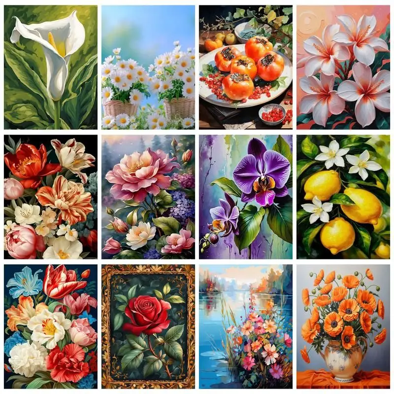 

CHENISTORY DIY Paint By Number Flowers Hand Painted Painting Art Gift Pictures By Numbers Kits Drawing On Canvas Home Decor