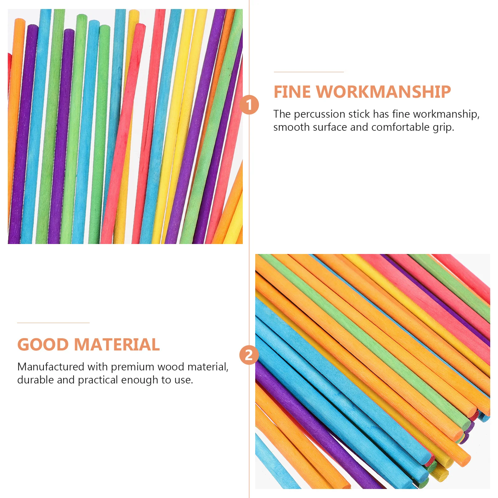 

100pcs Music Rhythm Sticks Premium Wooden Educational Tools Percussion Instrument Natural Hardwood Beating Sticks