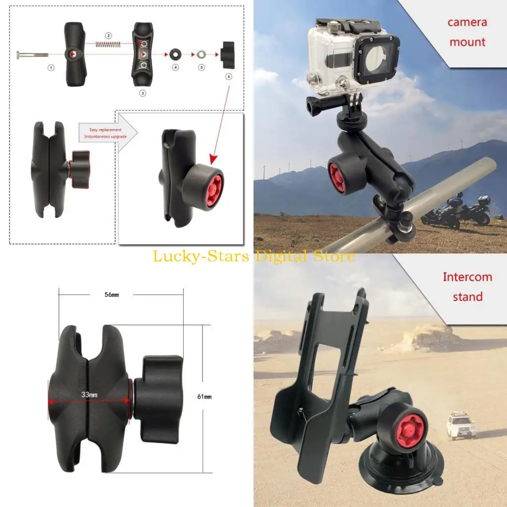 

T3EE Durability Composite 6cm Double Socket Arm for 1-Inch Ball Base Wear-Resistant Motorcycle Base