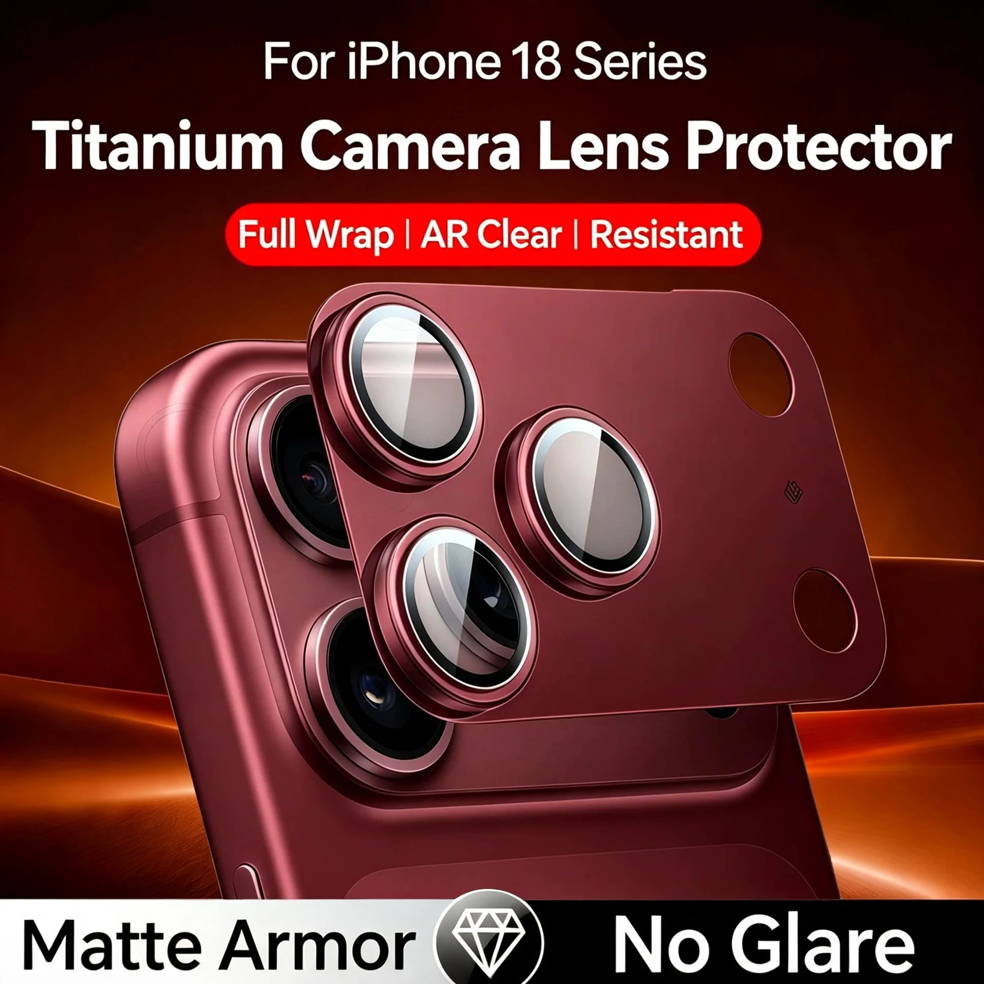2 Stück Aomor Linsenschutz für iPhone 18 17 Pro Max, starke Haftung, Metall, 9H gehärtetes Glas, Kamera-Bildschirm, vollständiger Schutz. – Detail 1