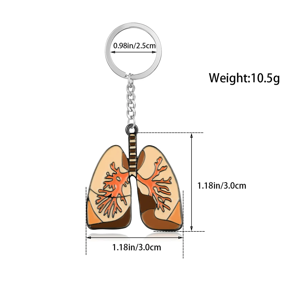 DCARZZ Medical Lung Charm Keychain Creative Enamel Pendant Keyring Biology Anatomy Jewelry for Doctor Nurse Student