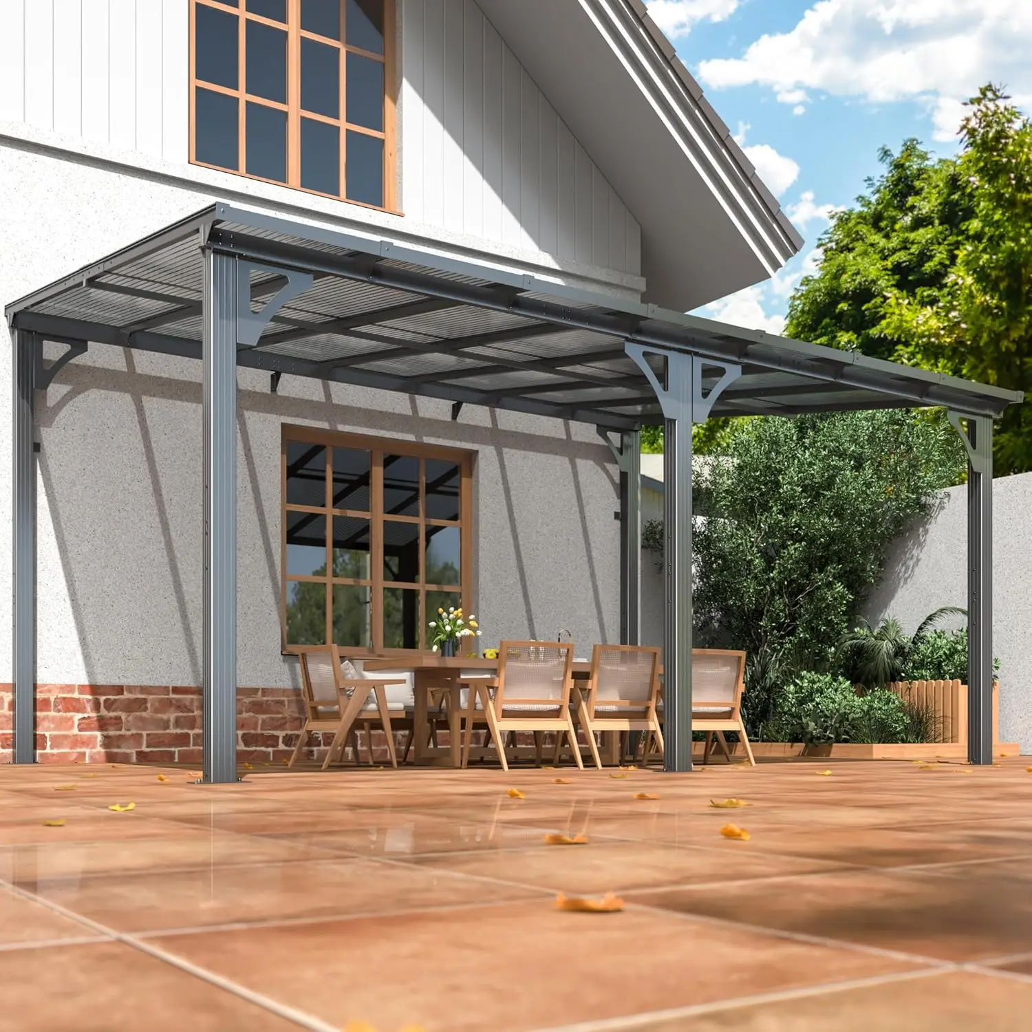 Gazebo de 10x14 pies, pérgola empalmable con marco de aluminio, Gazebos en liquidación, cenador y pérgola montados en la pared
