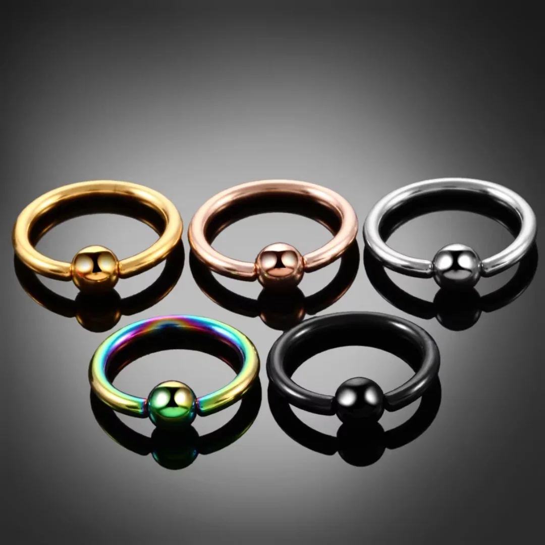 1PC Titanium CBR Piercings Captive Bead Rings BCR Ball Closure Nipple Nose Hoop Septum Rings Lip Eyebrow Tragus Earrings Jewelry
