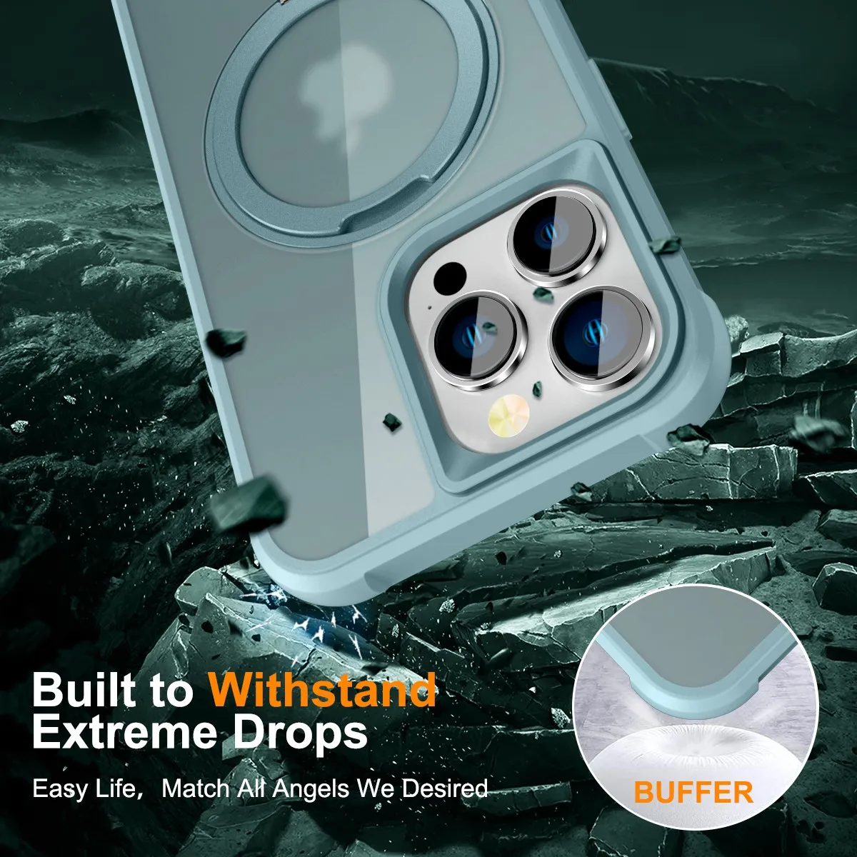 360° Rotatable Matte Magnetic Ring Hidden Stand Case For iPhone 16 Pro/iPhone 16 Pro Max Drop-Proof, MagSafe Compatible Design