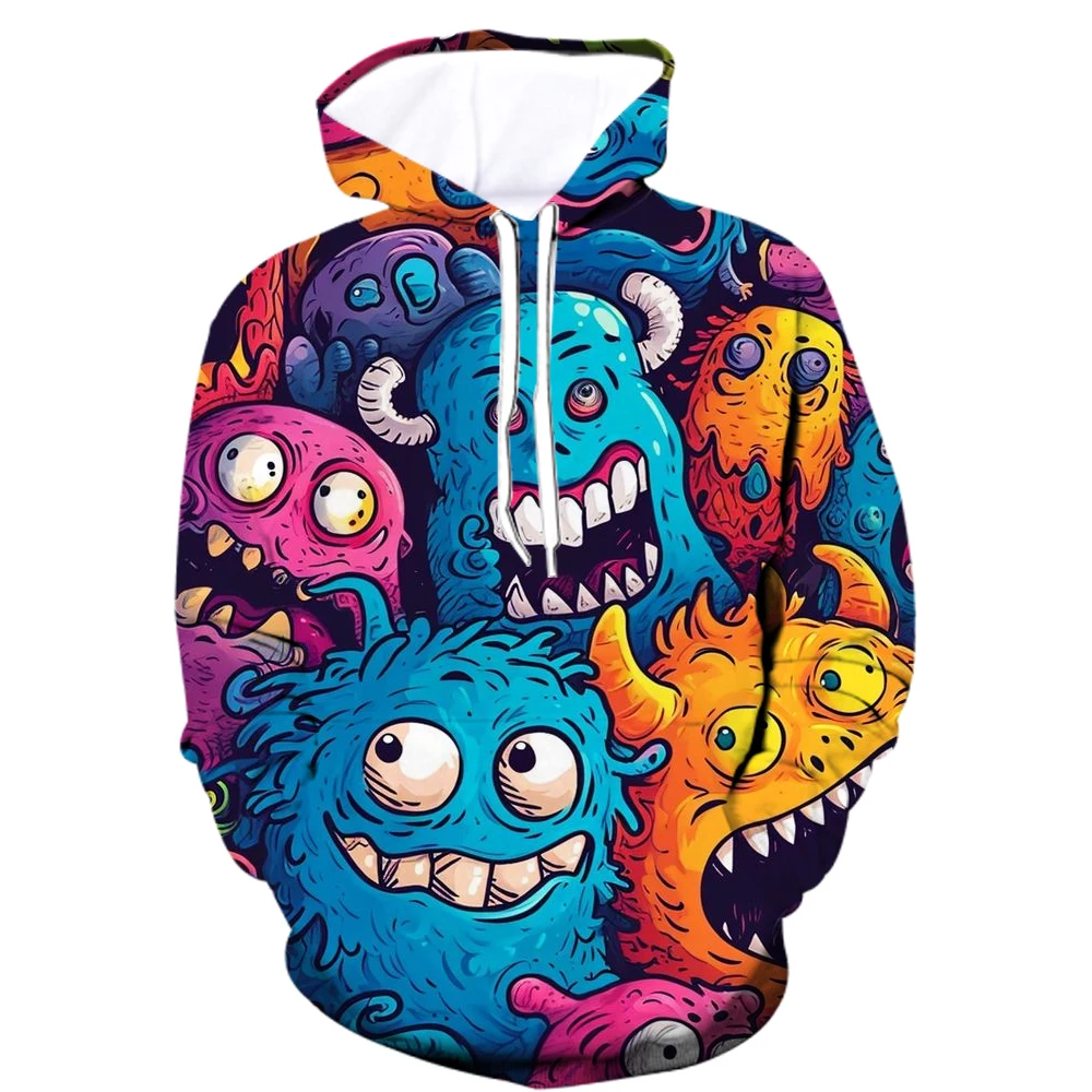 

3D Print Creative Monster Graphic Men's Women's Hoodies Stylish Personality Hip Hop Long Sleeved Tops Autumn Comfortable Clothes