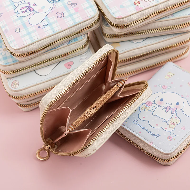 Kawaii Sanrio Cinnamoroll Series Wallet Cute Anime Print Short Purse Student Change Storage Bag Girl Coin Purse Birthday Gift