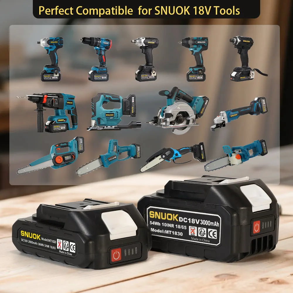بطارية أداة الطاقة SNUOK كابل TypeC 2000-3000 مللي أمبير في الساعة منشار شحن سريع مفتاح ربط بديل لبطارية ليثيوم ماكيتا 18 فولت #5