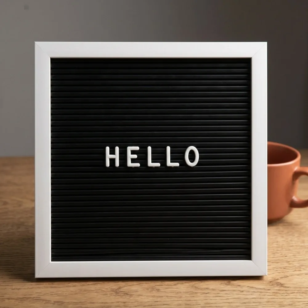 Wooden Frame Message Letter Board Black White 10 *10 in Letter Board Removable Letters Square Changeable Letter Board