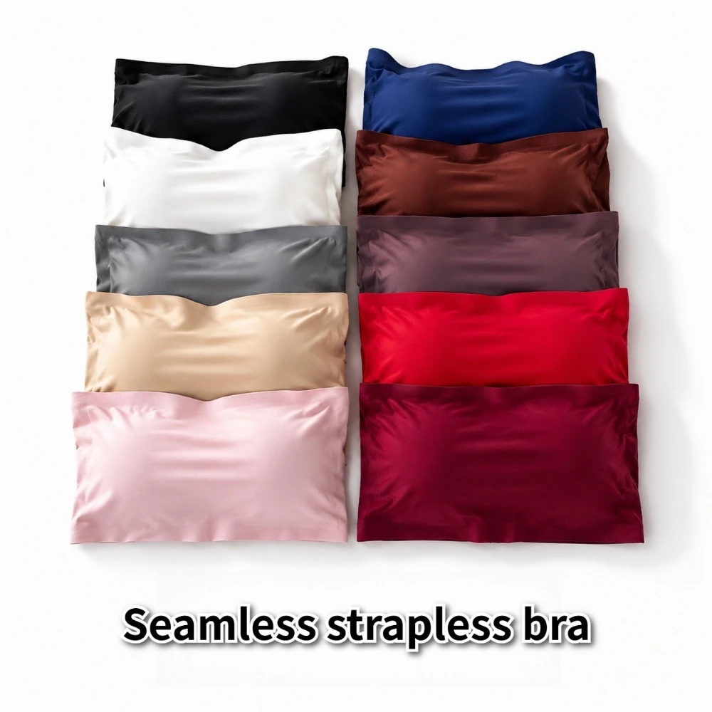 Sujetador Bandeau sin Tirantes para Mujer, Antideslizante, con Almohadillas Extraíbles, Top Tubo, Satén Suave, Invisible, Ropa Interior Básica para Combinar en Capas