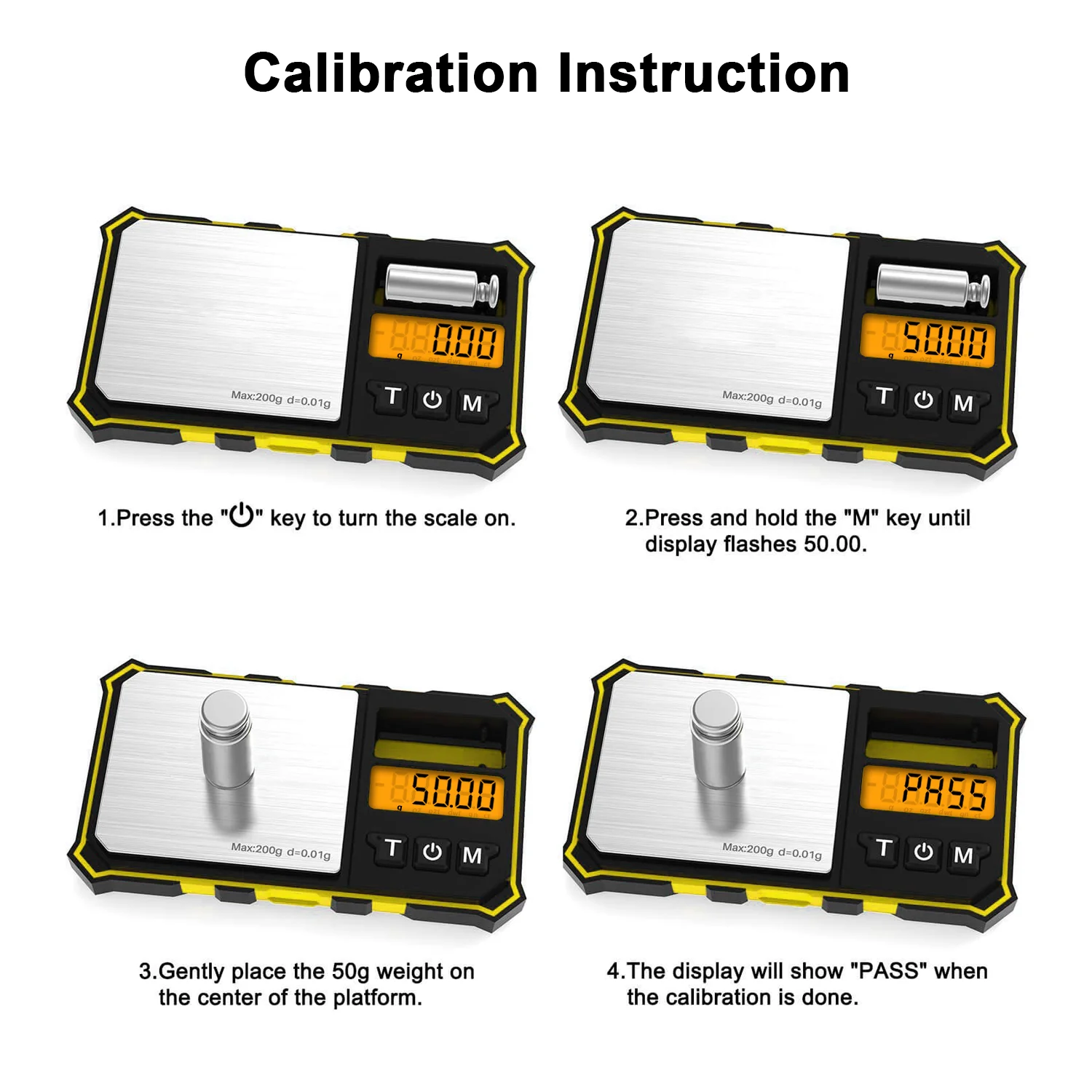 Travel Digital Pocket Scale 200g/0.01g Digital Gram Scales Mini Food Scale with 50g Calibration Weight