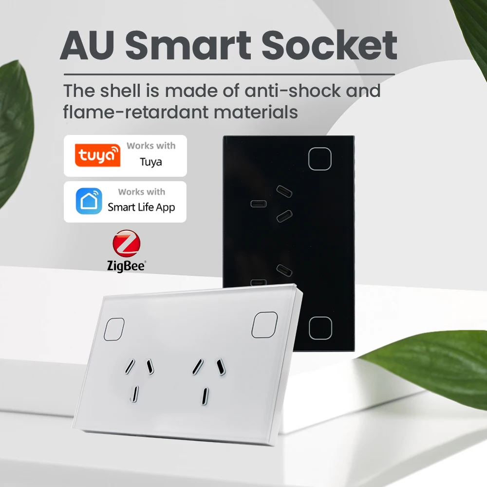 LOUYSGEN ZigBee Tuya Smart Wall Socket AU NZ ARG Electrical Plug Outlet Power Touch Switch Wireless Remote Alexa Google Home