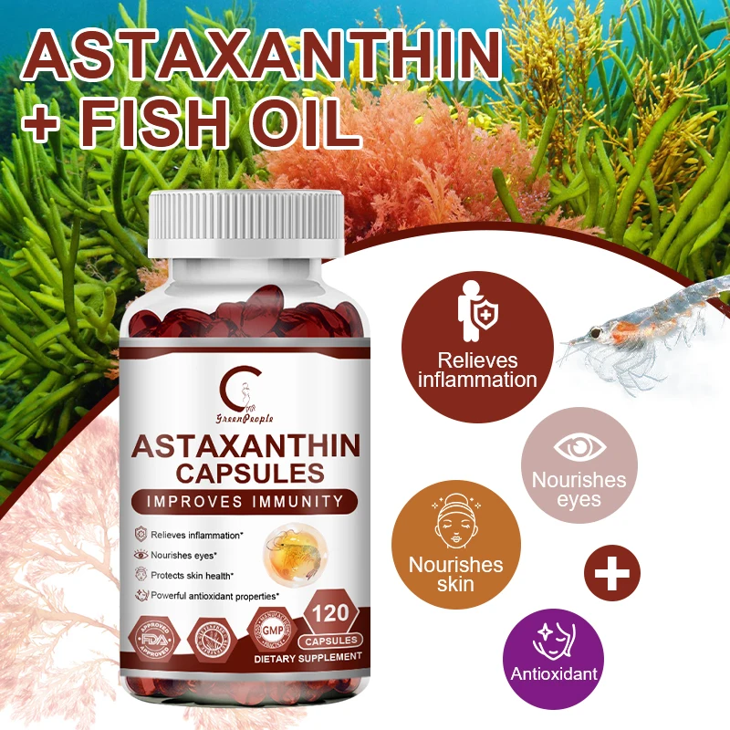 Pure Astaxanthin Capsules Antarctic Krill Oil With Epa, Dha,Supports Eye, Cardiovascular, Joint And Skin Health, Non-Gmo