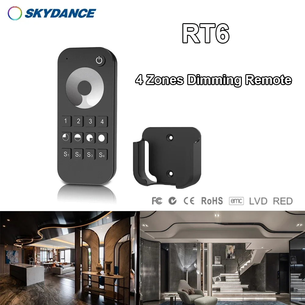 RT1 RT6 RT8 1/4/8 Zone RF(2.4GHz) Dimming Touch Wheel RF Remote Controller Apply to Single color LED Light strip or Module