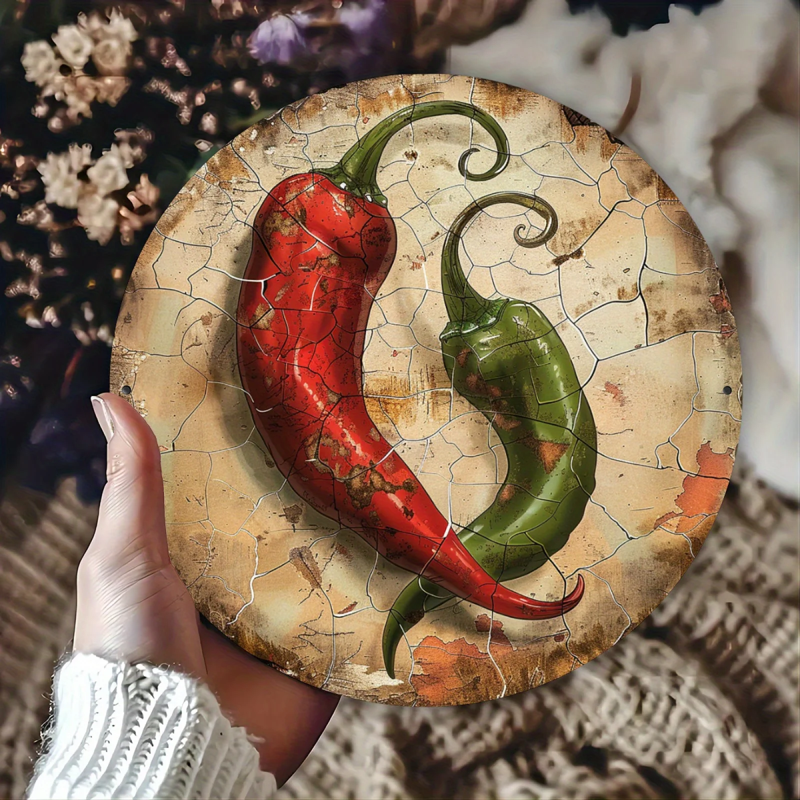 Graphic Printing, Chili Pepper Vintage Aluminum Sign, Wall Art Decoration, Coffee Club Living Room Wall Decoration Plaque Gift