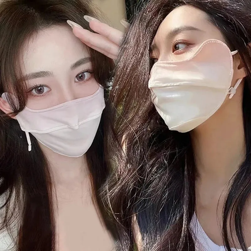 النساء الرجال الحرير الجليد واقية من الشمس قناع الصيف الأشعة فوق البنفسجية حماية الدراجات غطاء تنفس الوجه اللون واقية التدرج قناع الجري K9N0 #2