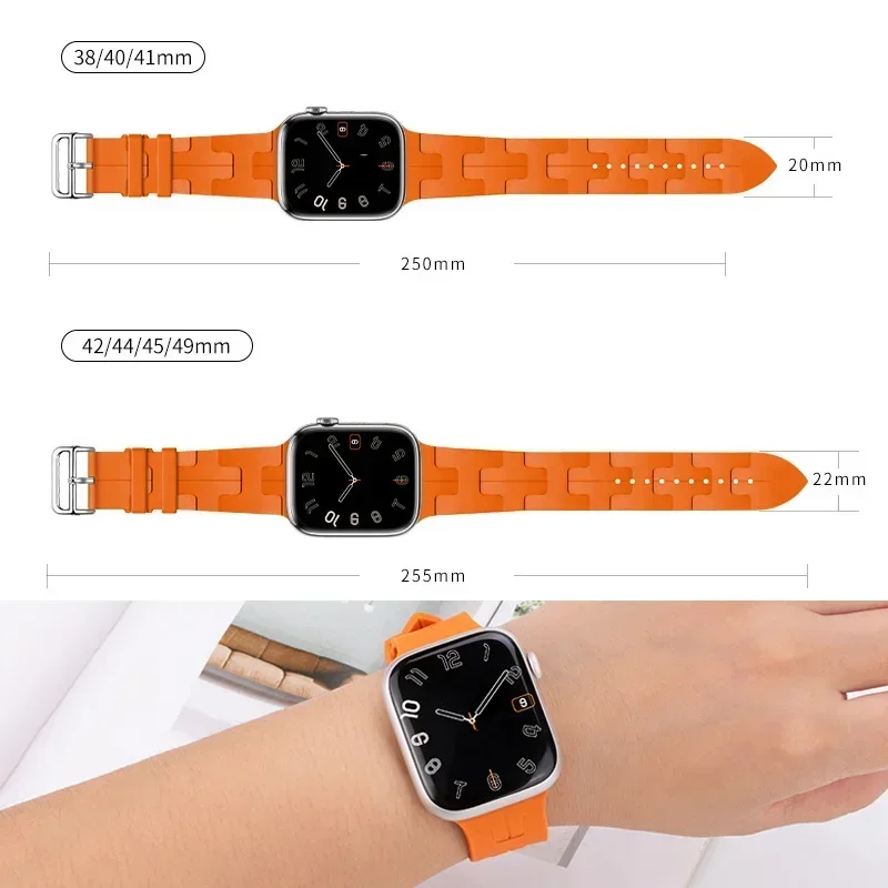 Silicone Strap For Apple Watch 10 9 8 7 45mm 41mm 42mm 46mm Ultra 2 49mm Sports Bracelet Belt  iWatch Series 6 5 4 3 SE2 Band