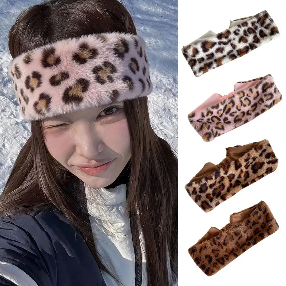 

Зимние высокоэластичные аксессуары для волос, теплая повязка на голову на лоб, пушистые грелки для ушей, эластичная повязка-тюрбан с широкими краями