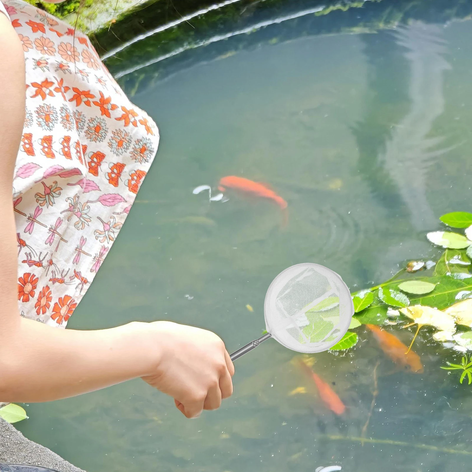 

2pcs Telescopic Fishing Stainless Steel Extendable Portable Fish Scoop Net For Pond Aquarium Saltwater Freshwater Fine Mesh