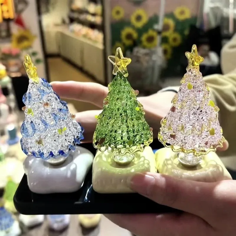 

Jingdezhen Rotating Christmas Tree Glass Rotating Christmas Tree Rotating Ornaments