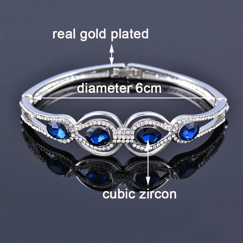 LEEKER Fashion Blue Red Cubic Zirconia Bracelets on hand Rose Gold Silver Color Bangle jewelry   wedding accessories 480 LK6